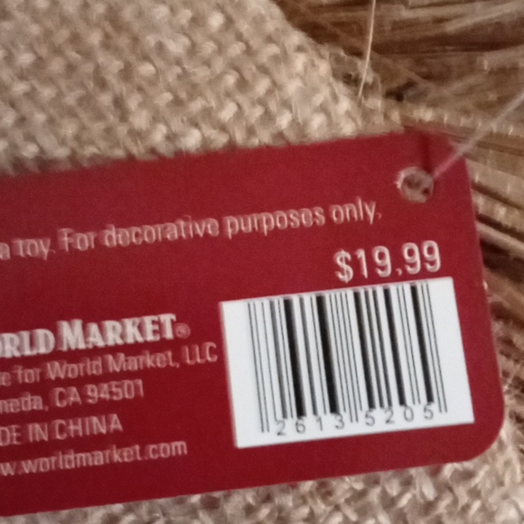 Cost Plus World Market Holiday Nwt Natural Fiber And Pinecone